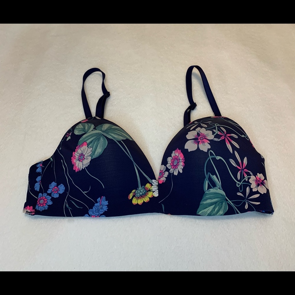 Navy Blue Flower Patterned Gap Body Bra